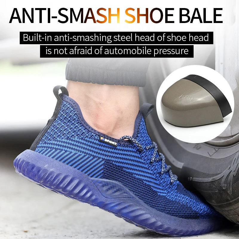 SUADEX Men Steel Toe Safety Work Shoes Breathable Lightweight Comfortable Industrial Construction Shoes Puncture Proof Antislip