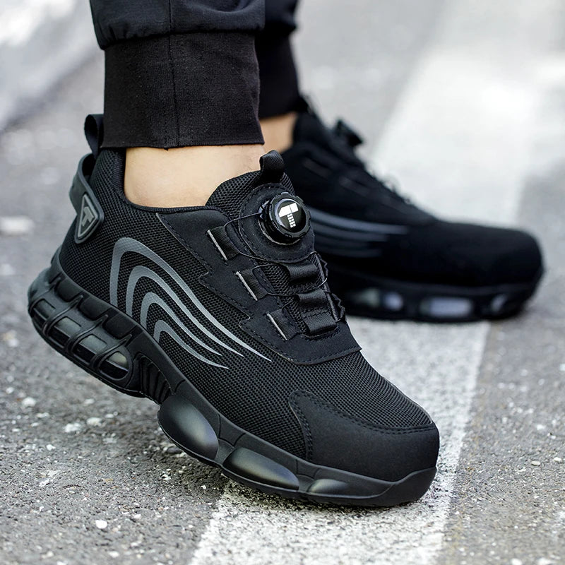 Rotary Button New Safety Shoes for Men, Anti-Impact and Anti-Piercing Work Shoes, Fashionable Men's Sports Shoes, and Safety Pro