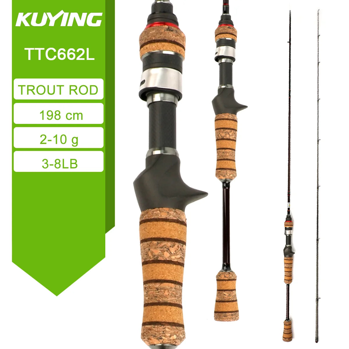 5'2" 6' 6'3" 6'4"6'2" 6'6" Fishing Rod Lure Cane Spinning Casting FUJI Carbon 1-4g 0.8-3g 2-10g M-Fast bfs