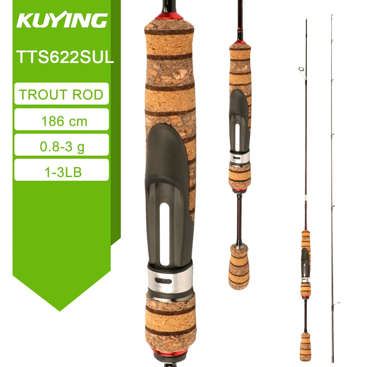 5'2" 6' 6'3" 6'4"6'2" 6'6" Fishing Rod Lure Cane Spinning Casting FUJI Carbon 1-4g 0.8-3g 2-10g M-Fast bfs