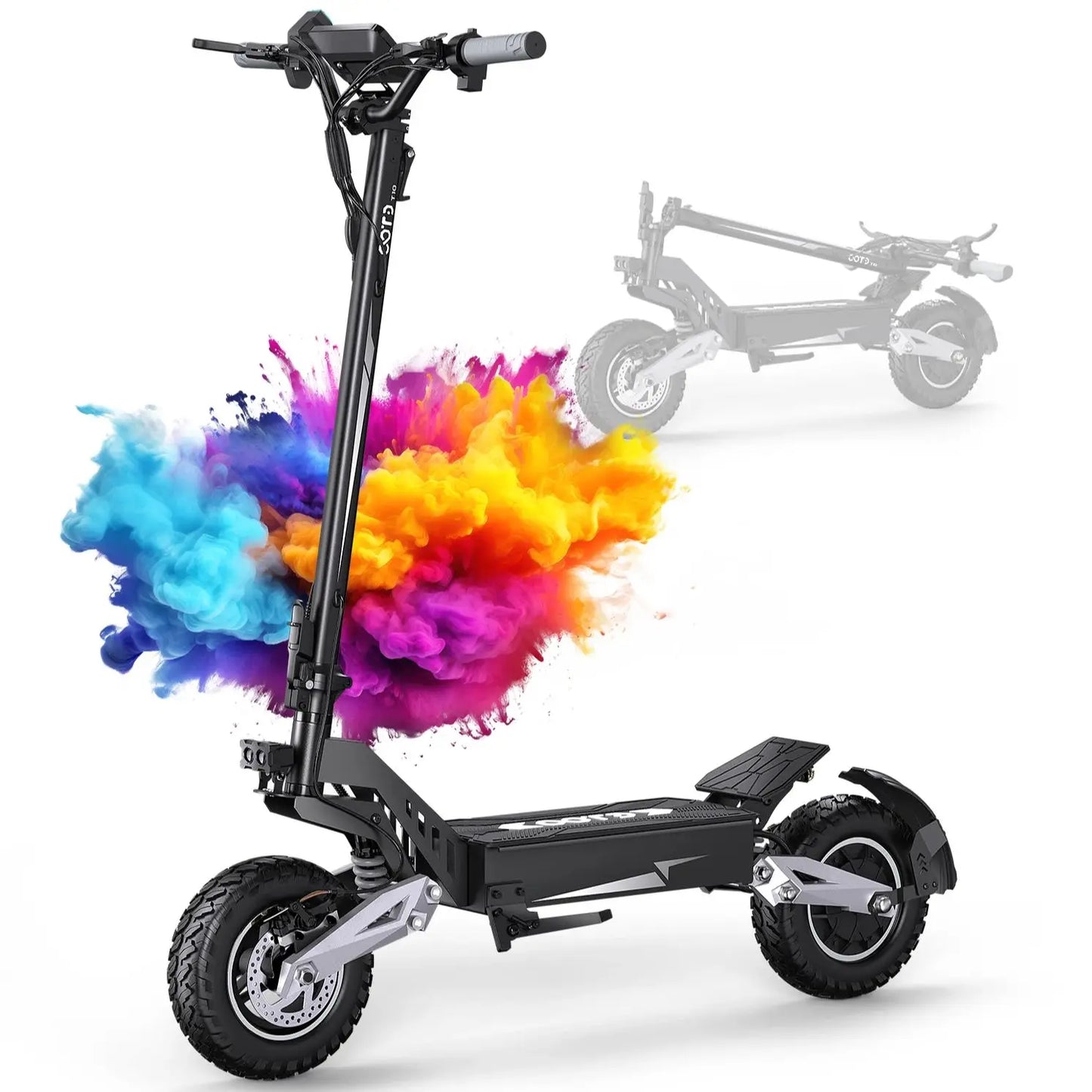 OOTD T10 Adult Foldable Electric Scooter, Max 900W Motor & 18Ah Battery, 45-60km Range, 11 Inch All-Terrain