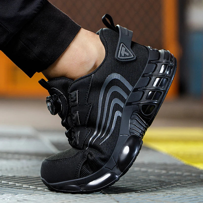 Rotary Button New Safety Shoes for Men, Anti-Impact and Anti-Piercing Work Shoes, Fashionable Men's Sports Shoes, and Safety Pro