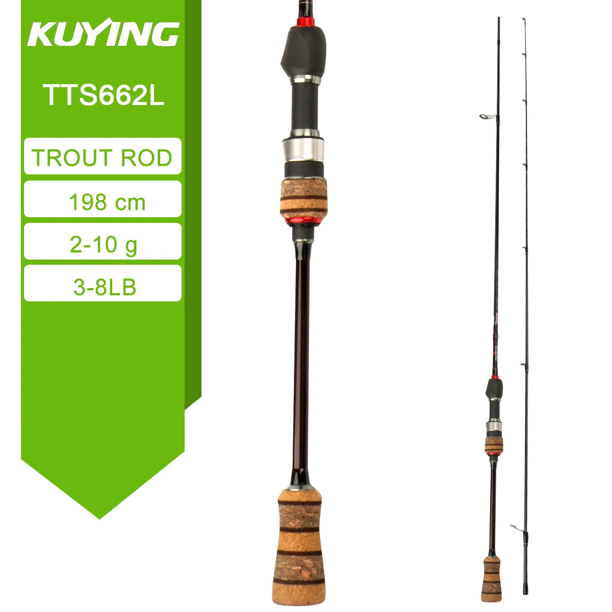 5'2" 6' 6'3" 6'4"6'2" 6'6" Fishing Rod Lure Cane Spinning Casting FUJI Carbon 1-4g 0.8-3g 2-10g M-Fast bfs