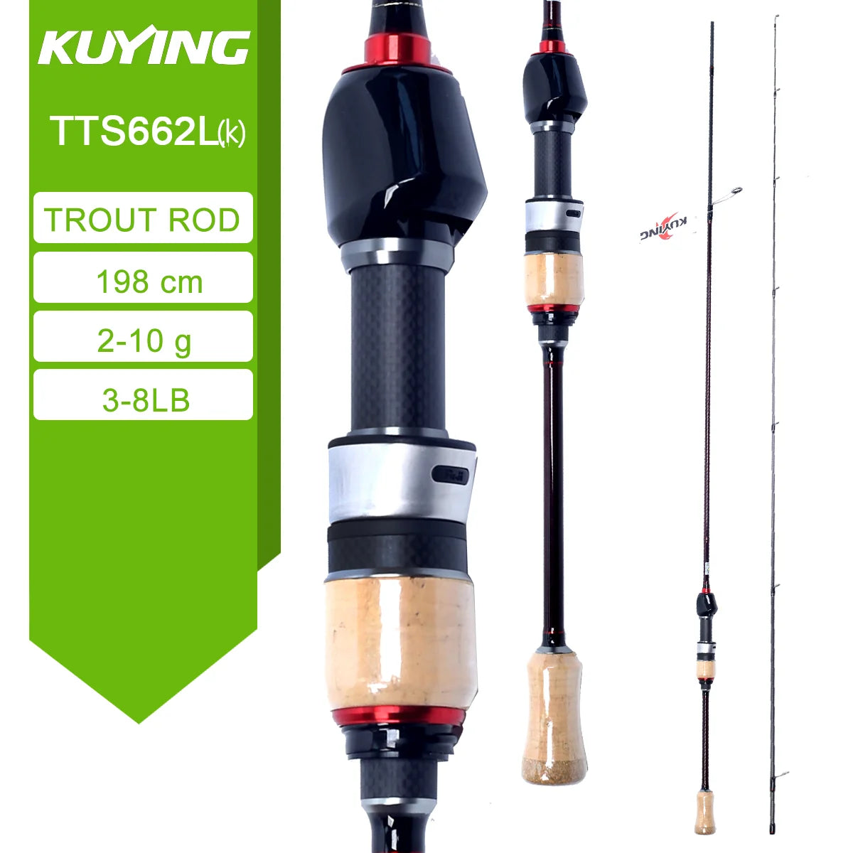 5'2" 6' 6'3" 6'4"6'2" 6'6" Fishing Rod Lure Cane Spinning Casting FUJI Carbon 1-4g 0.8-3g 2-10g M-Fast bfs