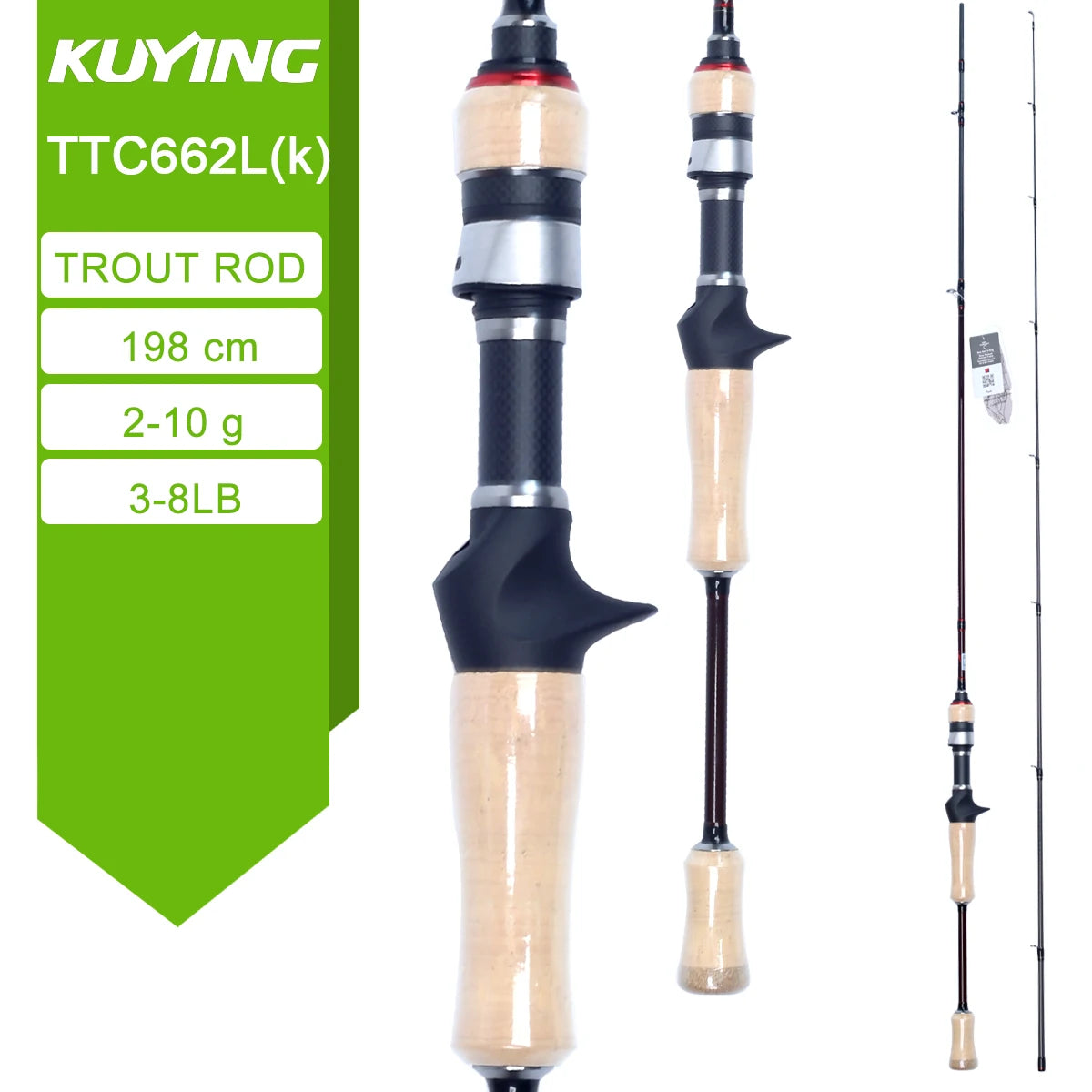5'2" 6' 6'3" 6'4"6'2" 6'6" Fishing Rod Lure Cane Spinning Casting FUJI Carbon 1-4g 0.8-3g 2-10g M-Fast bfs