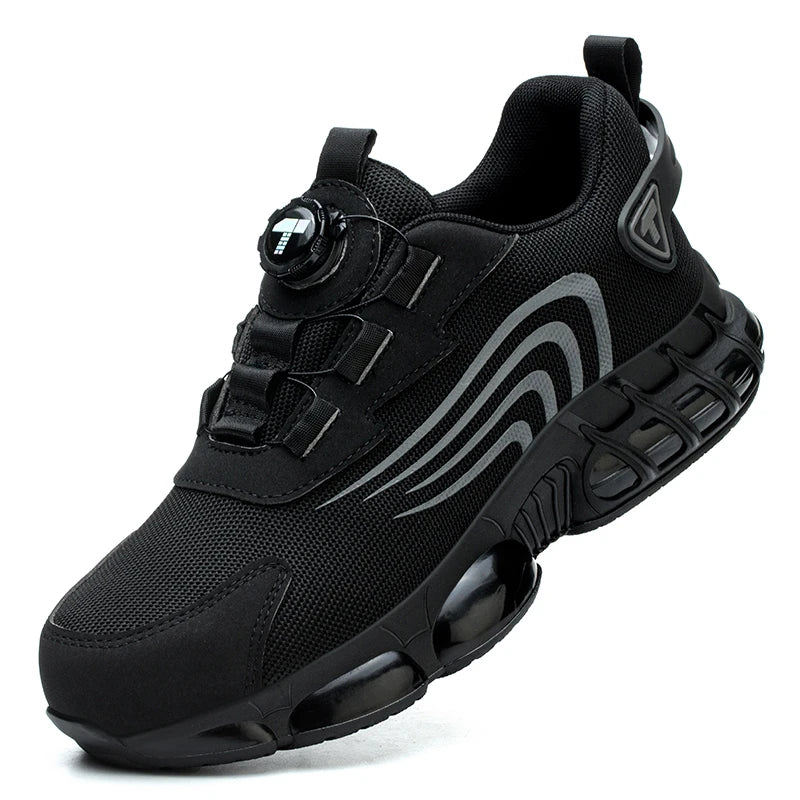 Rotary Button New Safety Shoes for Men, Anti-Impact and Anti-Piercing Work Shoes, Fashionable Men's Sports Shoes, and Safety Pro