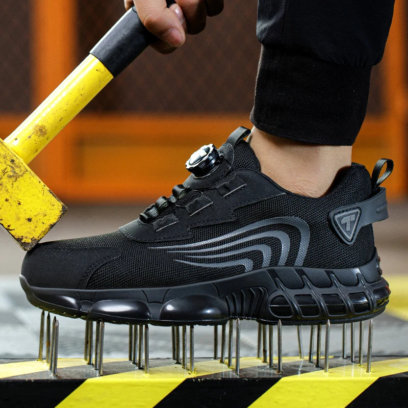 Rotary Button New Safety Shoes for Men, Anti-Impact and Anti-Piercing Work Shoes, Fashionable Men's Sports Shoes, and Safety Pro