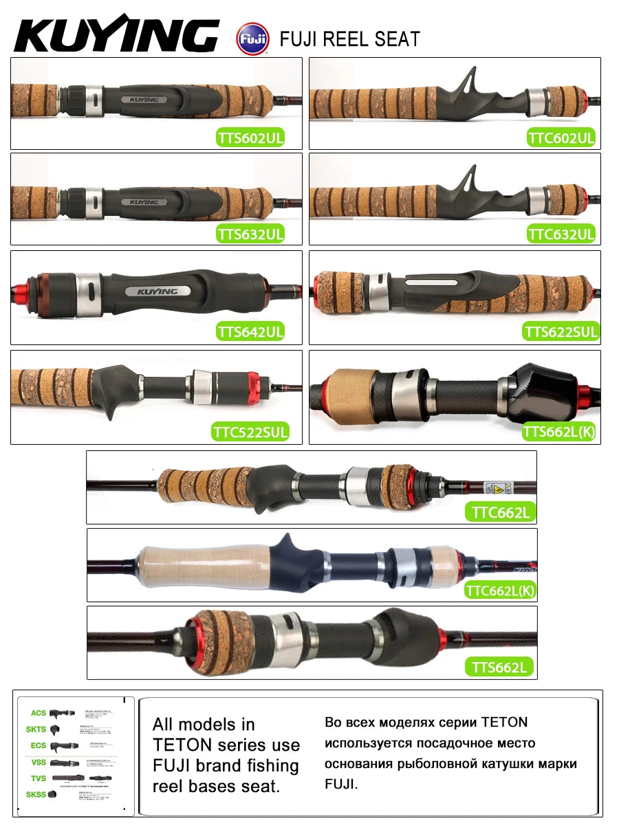 5'2" 6' 6'3" 6'4"6'2" 6'6" Fishing Rod Lure Cane Spinning Casting FUJI Carbon 1-4g 0.8-3g 2-10g M-Fast bfs