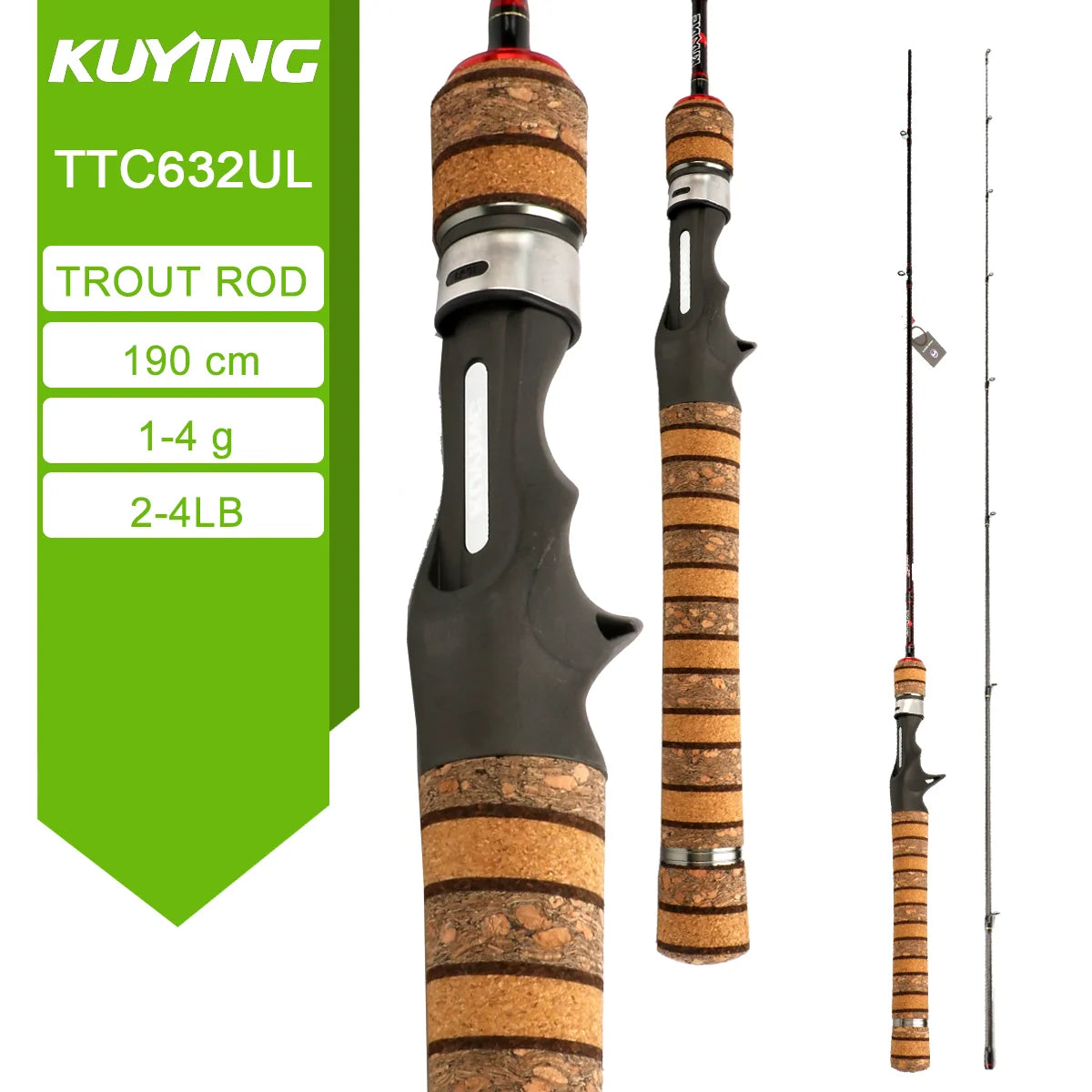 5'2" 6' 6'3" 6'4"6'2" 6'6" Fishing Rod Lure Cane Spinning Casting FUJI Carbon 1-4g 0.8-3g 2-10g M-Fast bfs