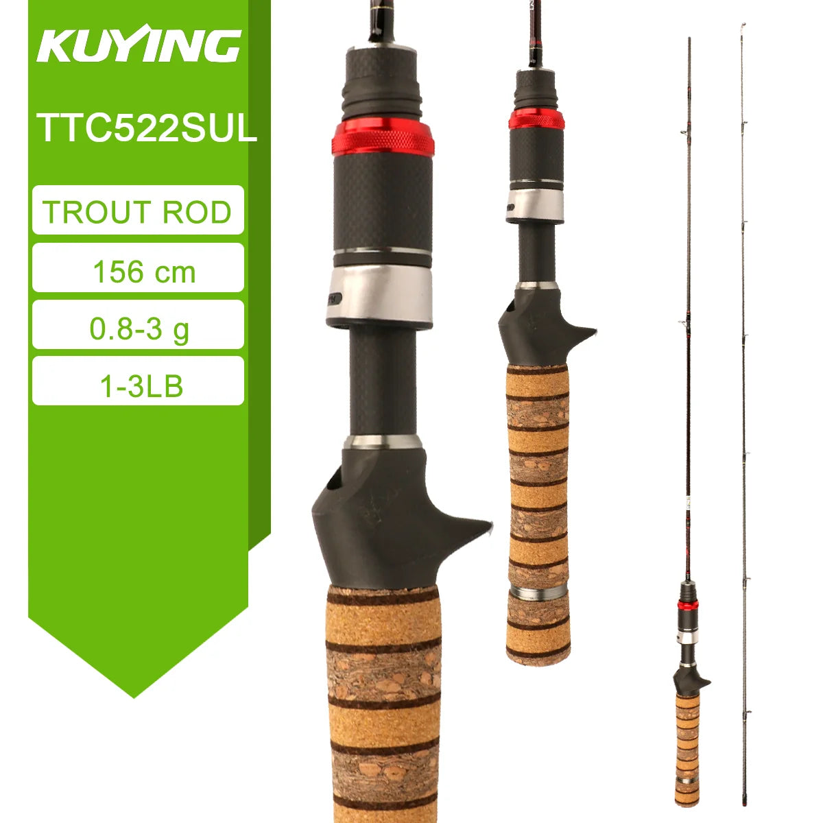 5'2" 6' 6'3" 6'4"6'2" 6'6" Fishing Rod Lure Cane Spinning Casting FUJI Carbon 1-4g 0.8-3g 2-10g M-Fast bfs